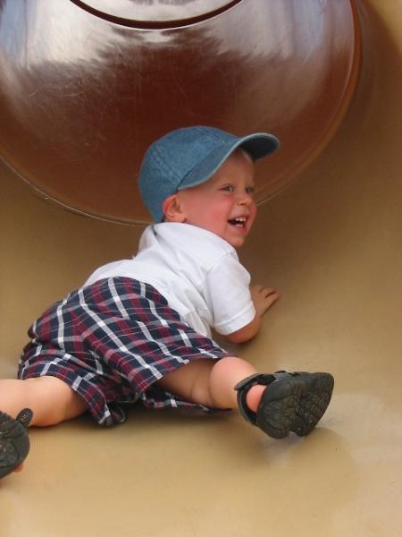 He even tried head first!